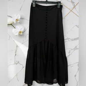 Blush Black Button-Front Tiered Maxi Skirt
